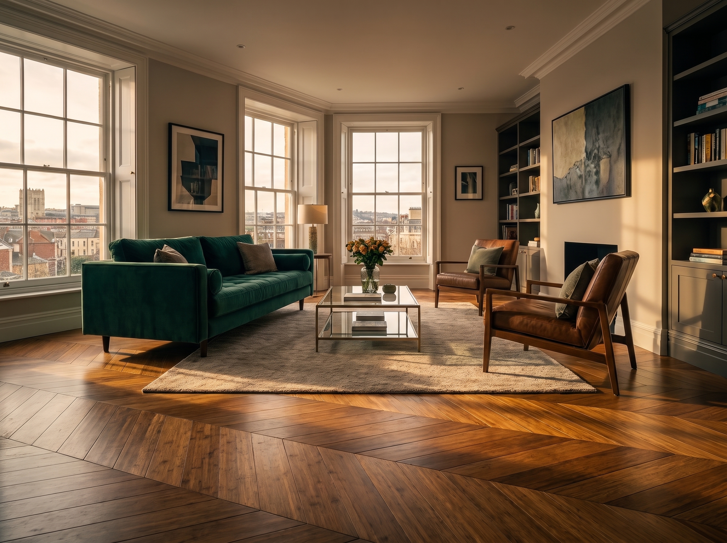 Grounded Flooring fitting a bespoke floor in Bristol
