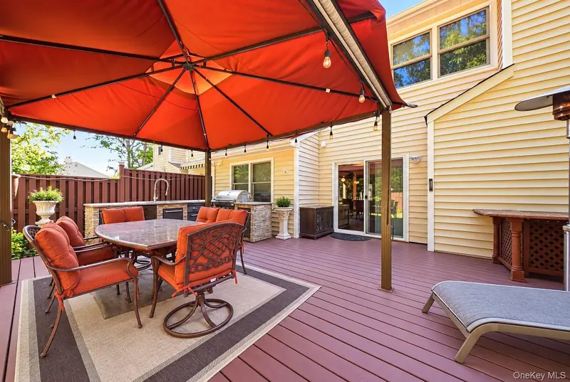 Backyard deck with a dining area