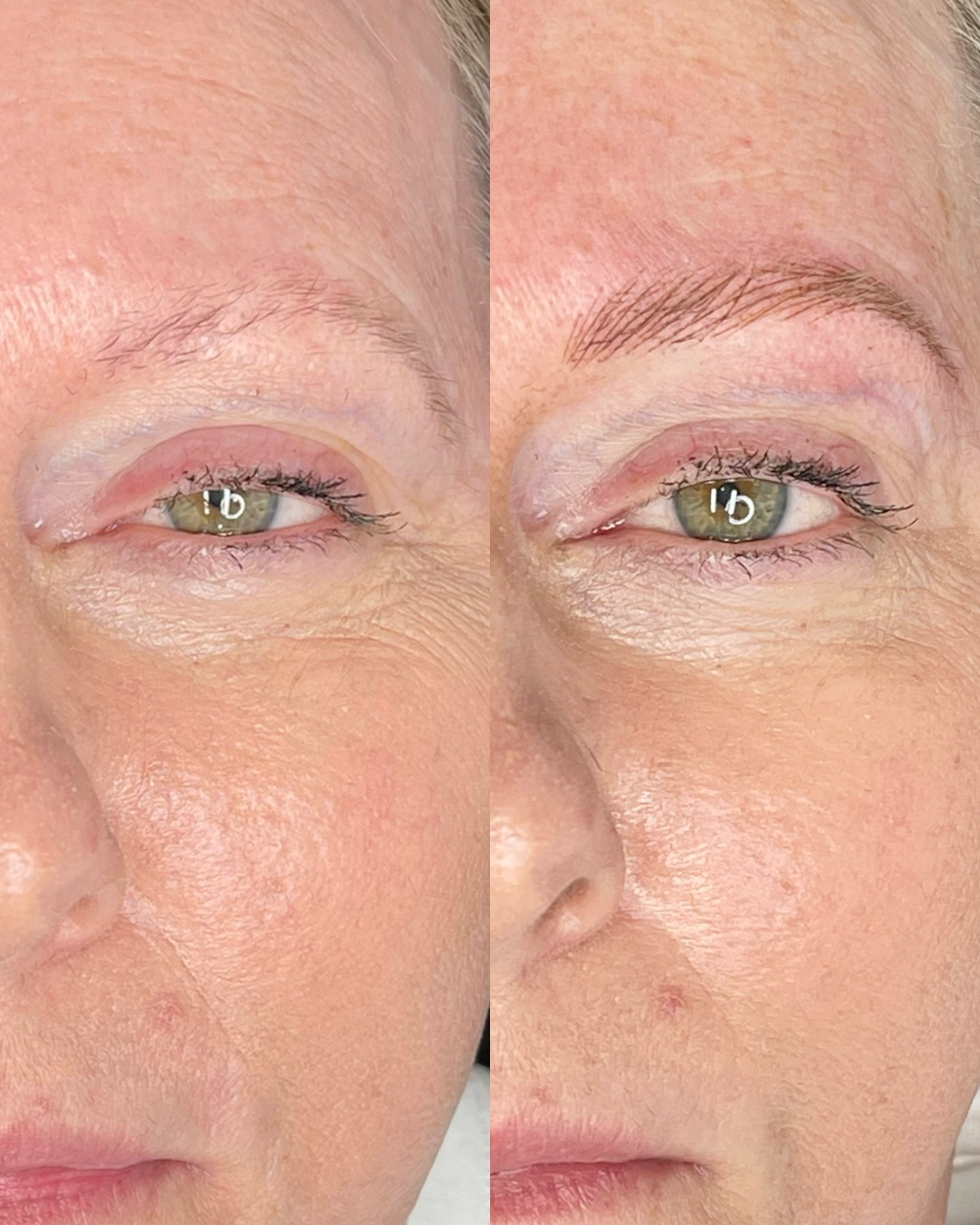 Before and after brow transformation 1