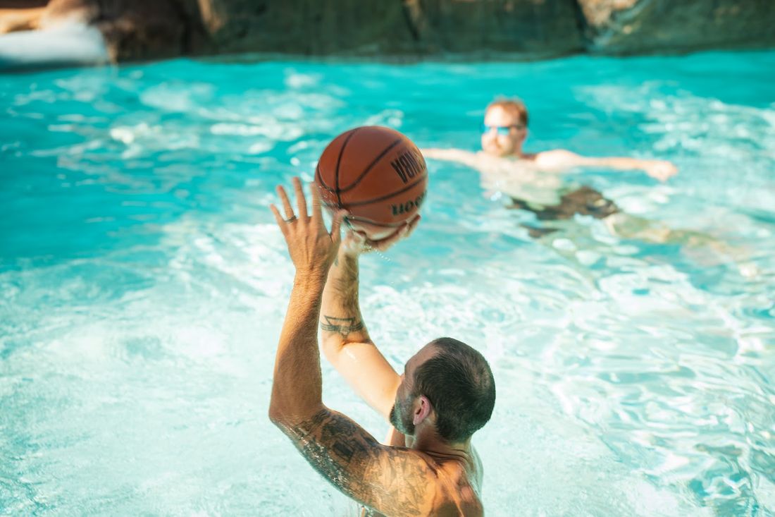 Shooting hoops in the pool