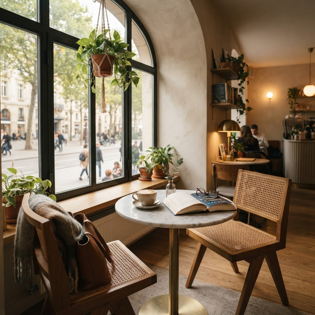 Window seat inside cafe