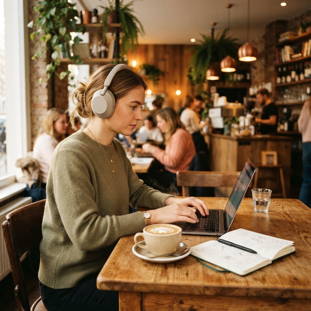 Remote worker in cafe
