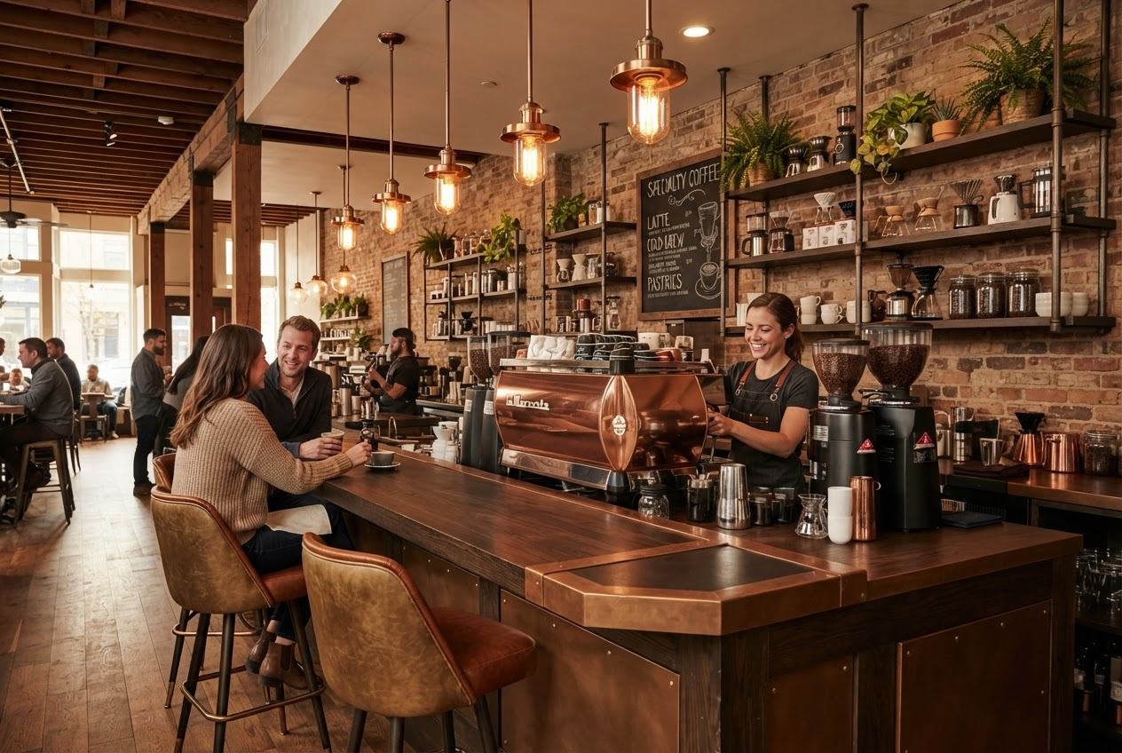 Cafe bar and barista area