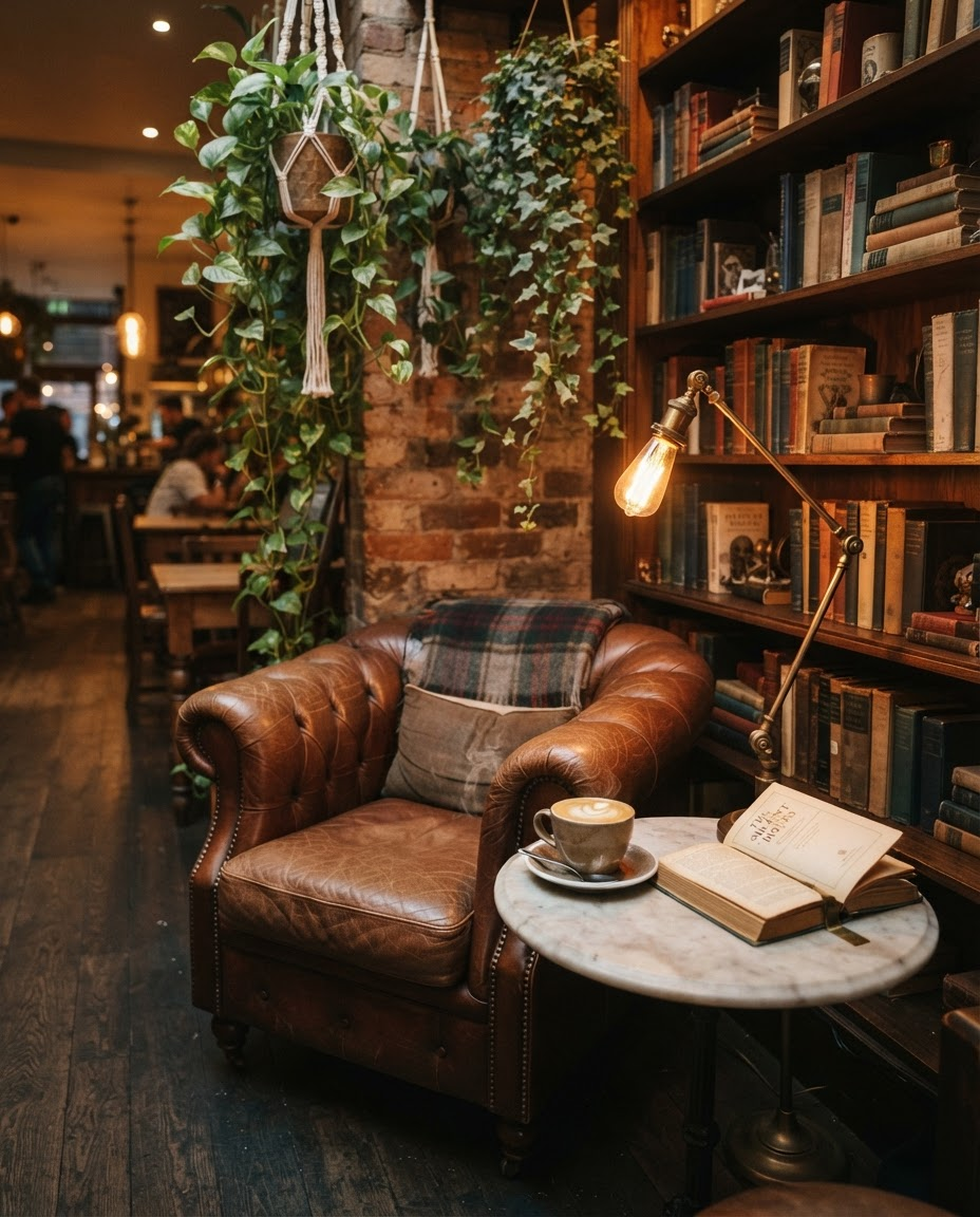 Leather chair book corner