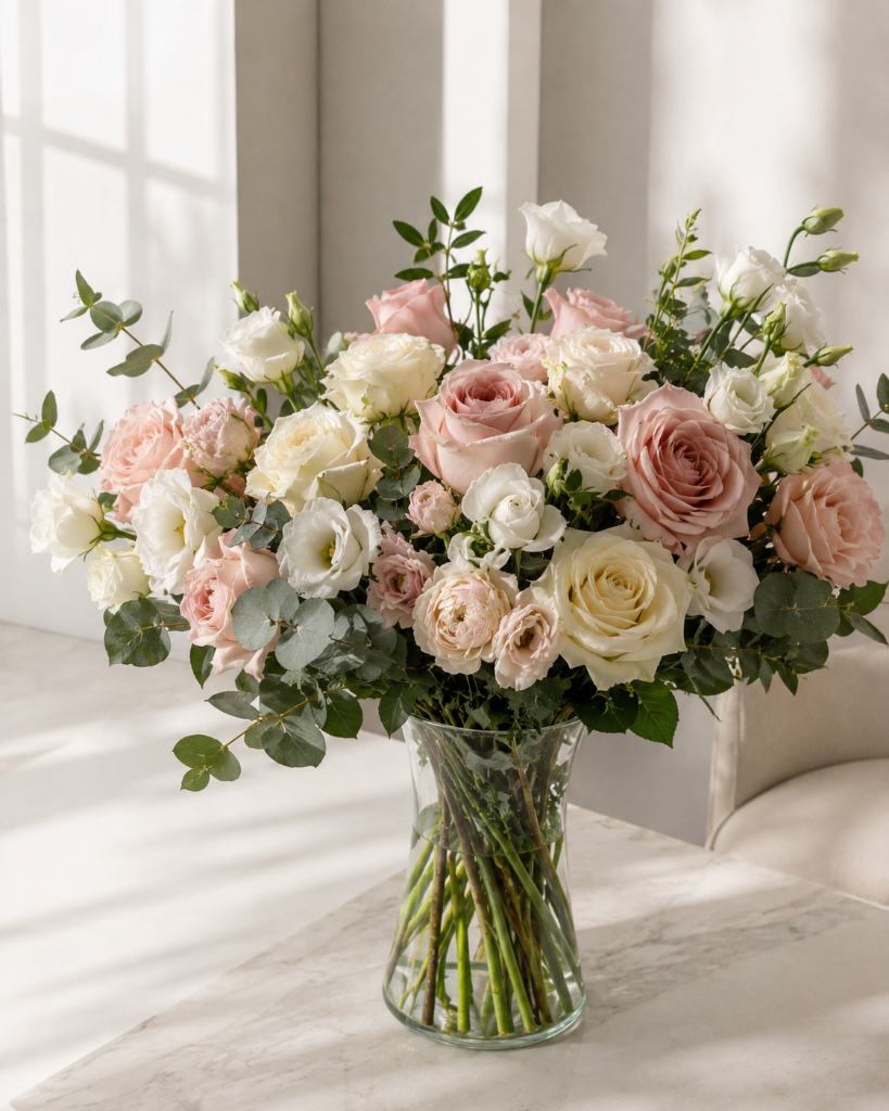 Elegant blush and cream bouquet