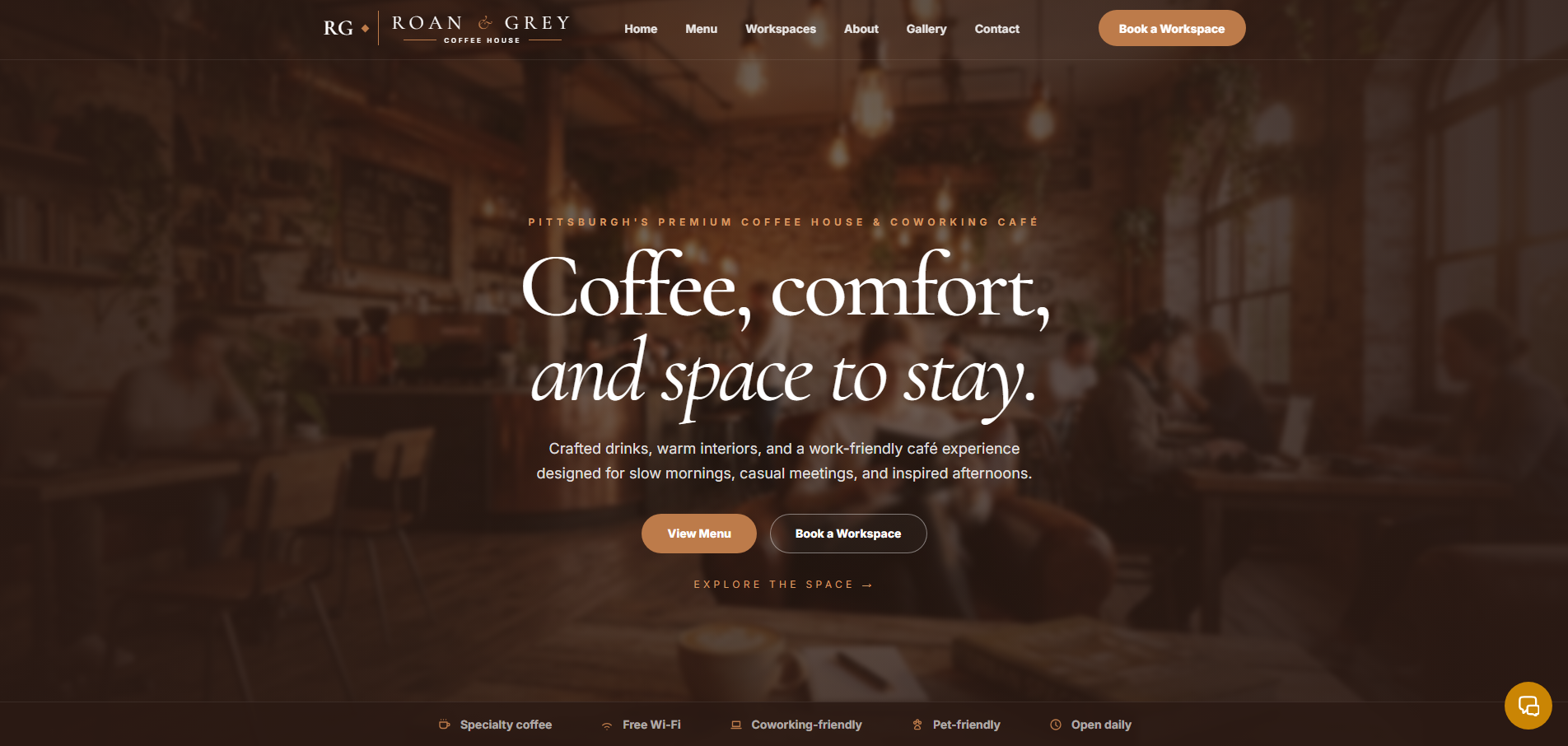 Coffee shop website homepage preview