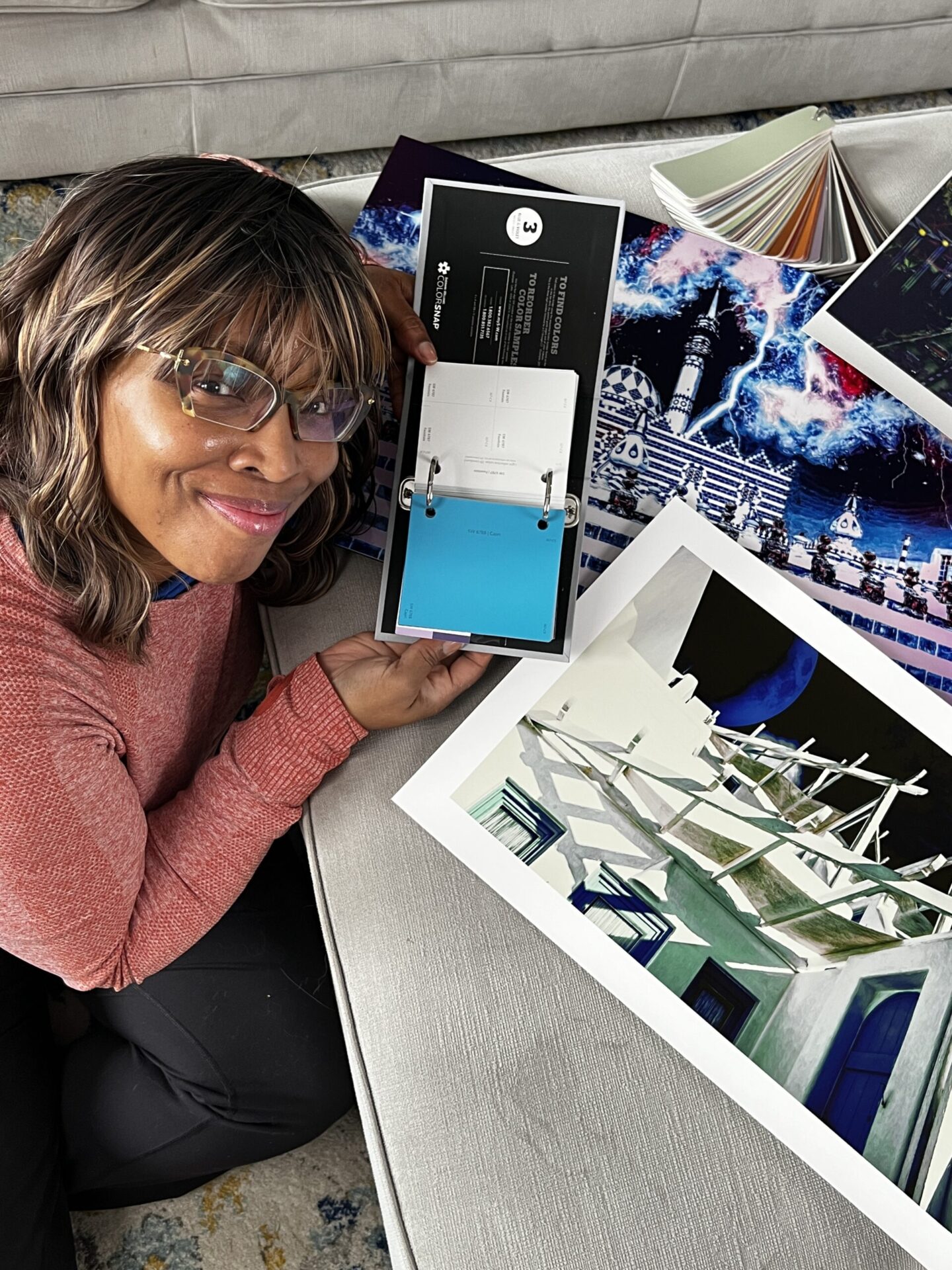 Dr. Stacey Denise with color swatches