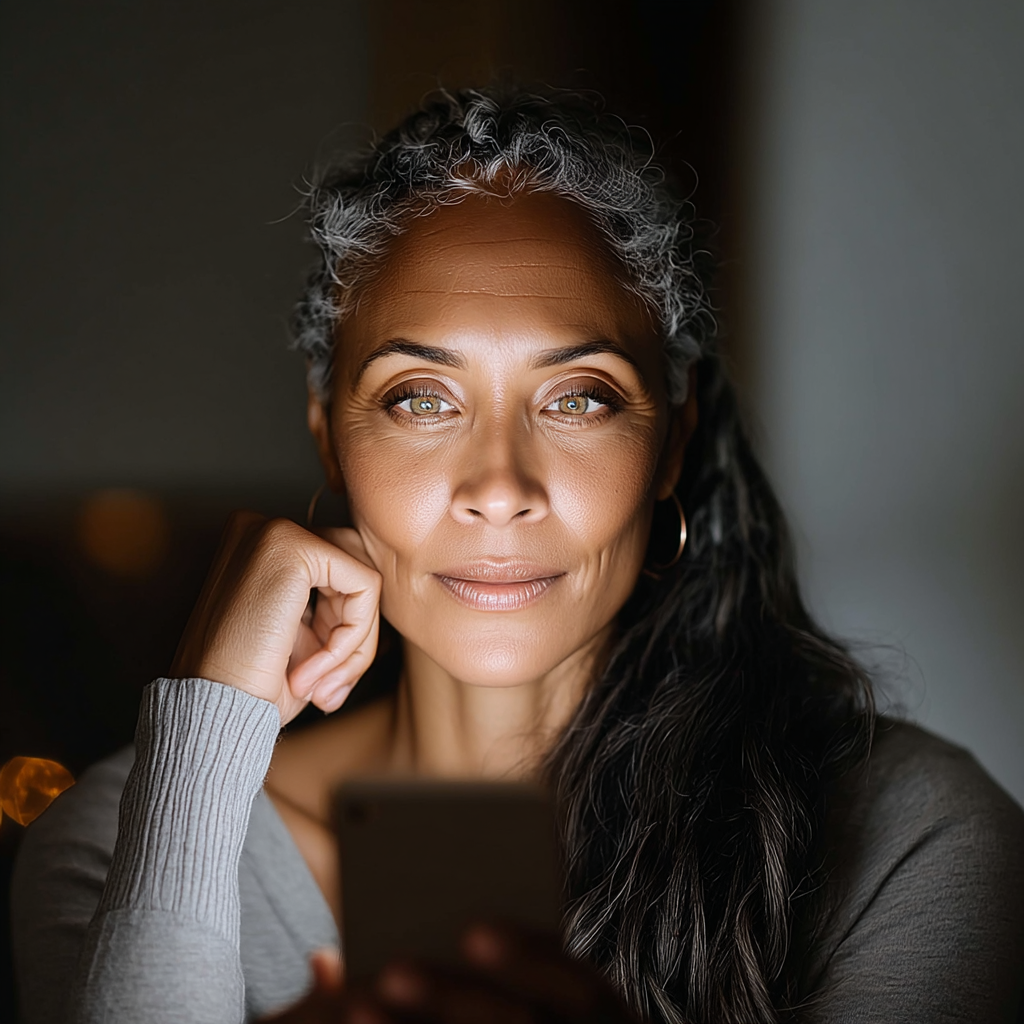 Woman scrolling phone Woman scrolling phone