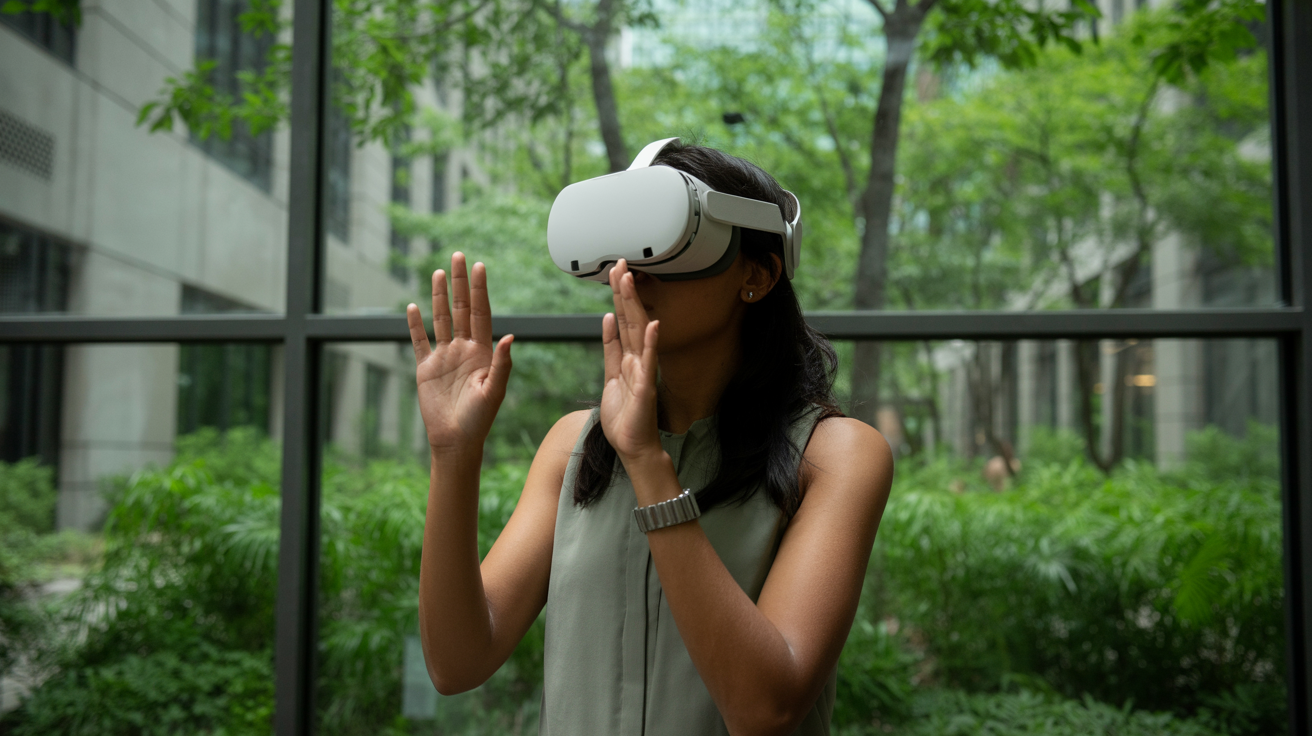 Woman with VR headset