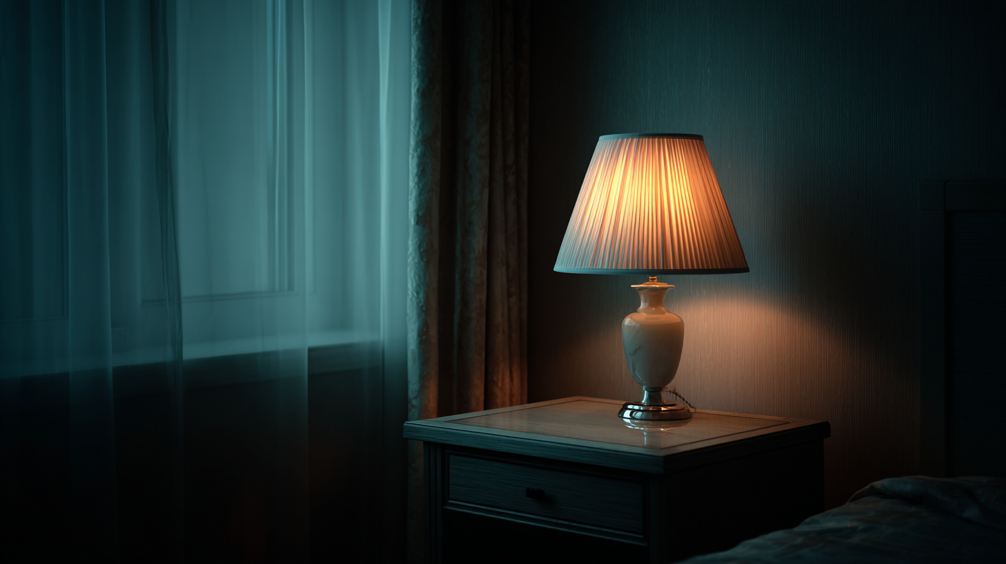 Amber lighting in the bedroom at night