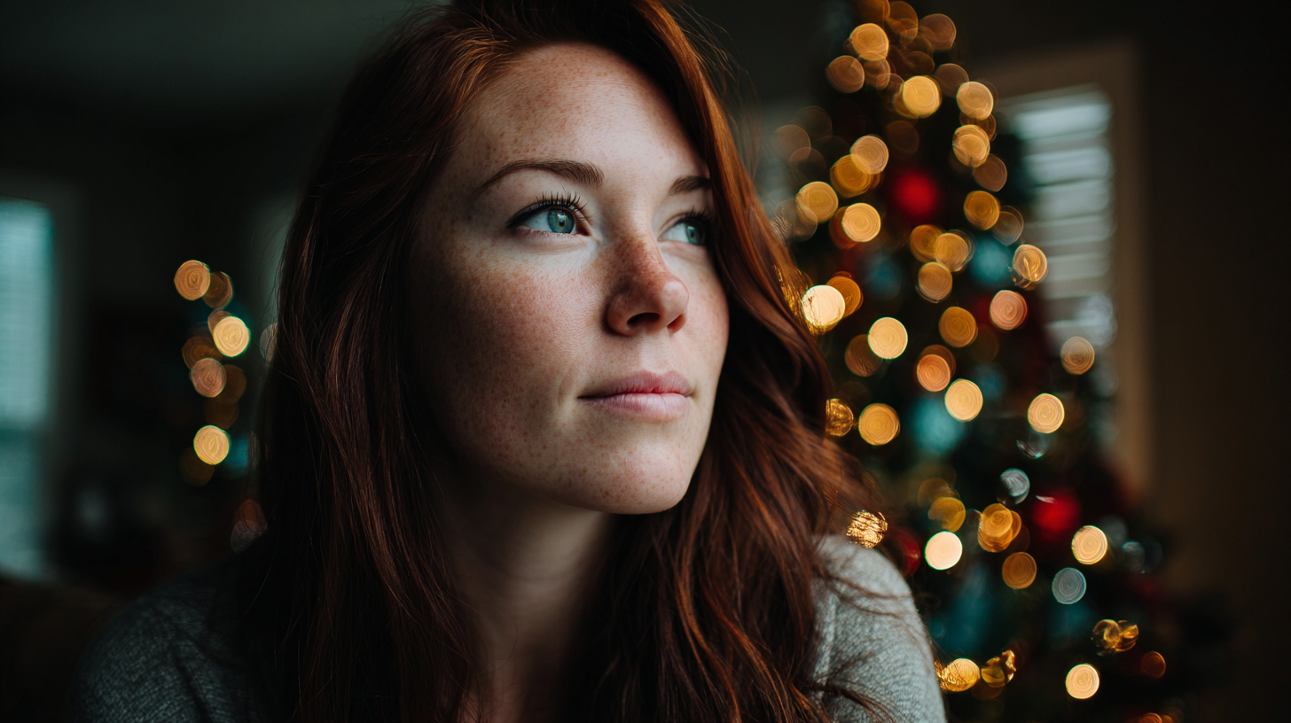 Woman at home during the holidays