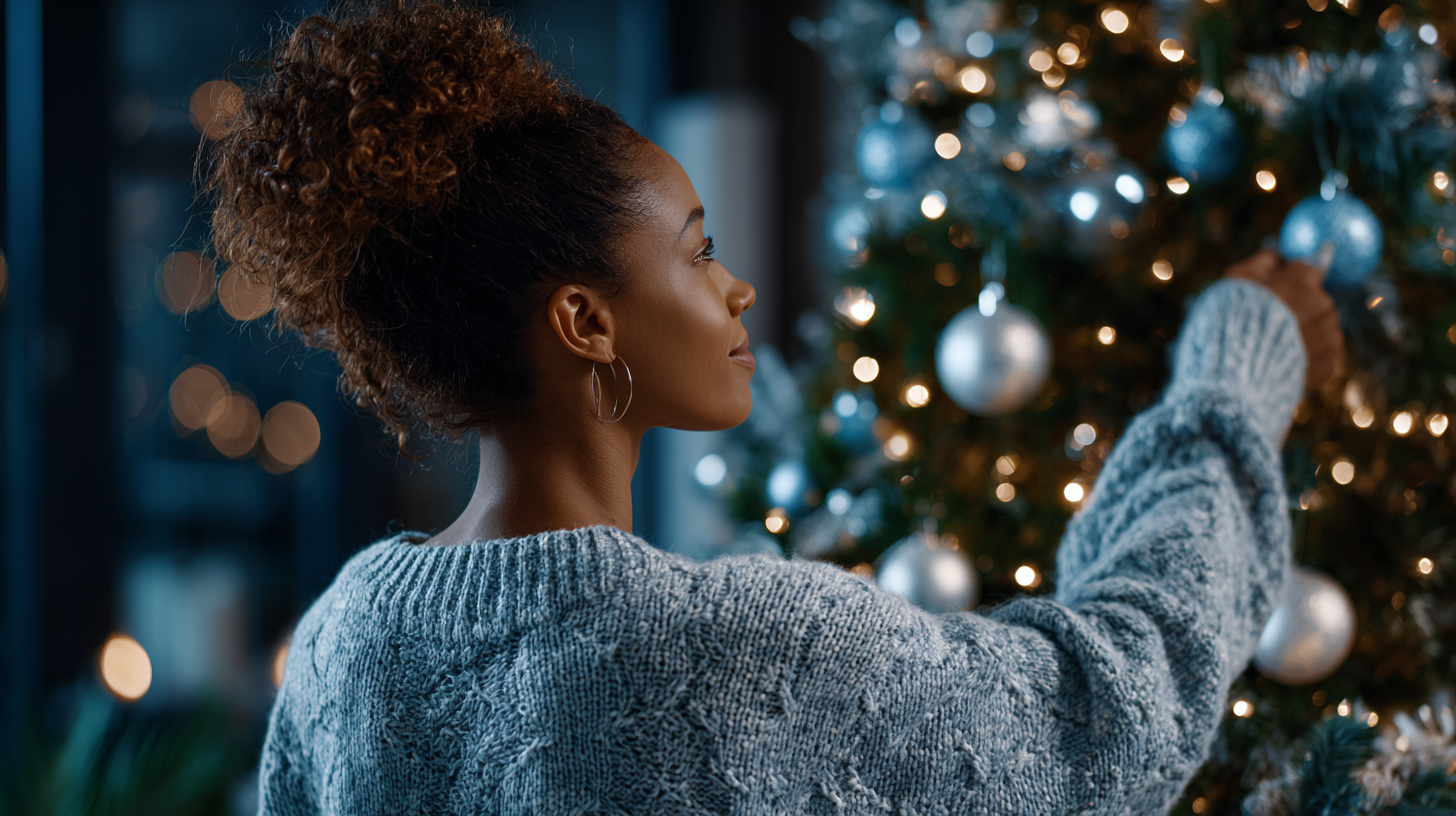 Woman using color for holiday decorating