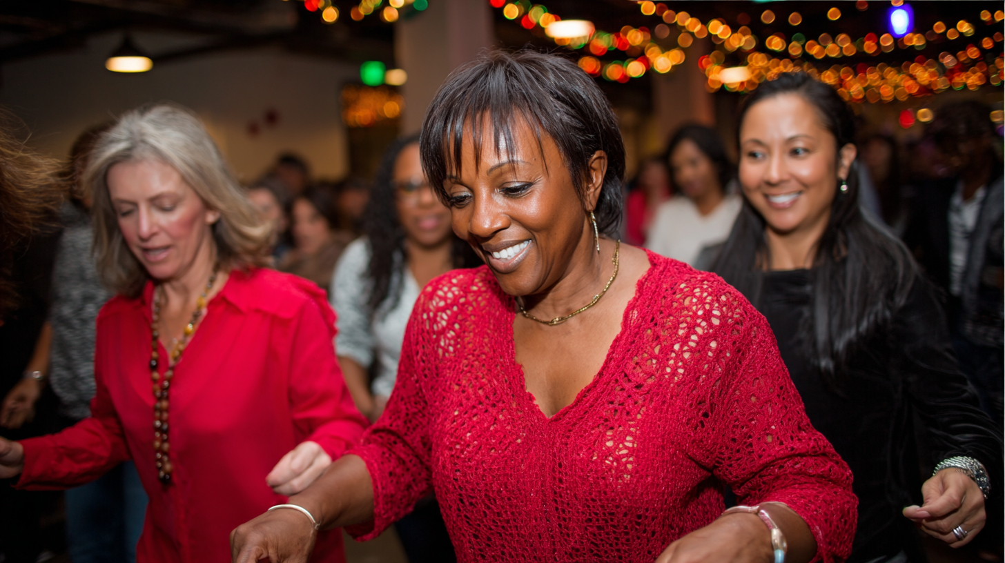Woman celebrating at a Christmas party