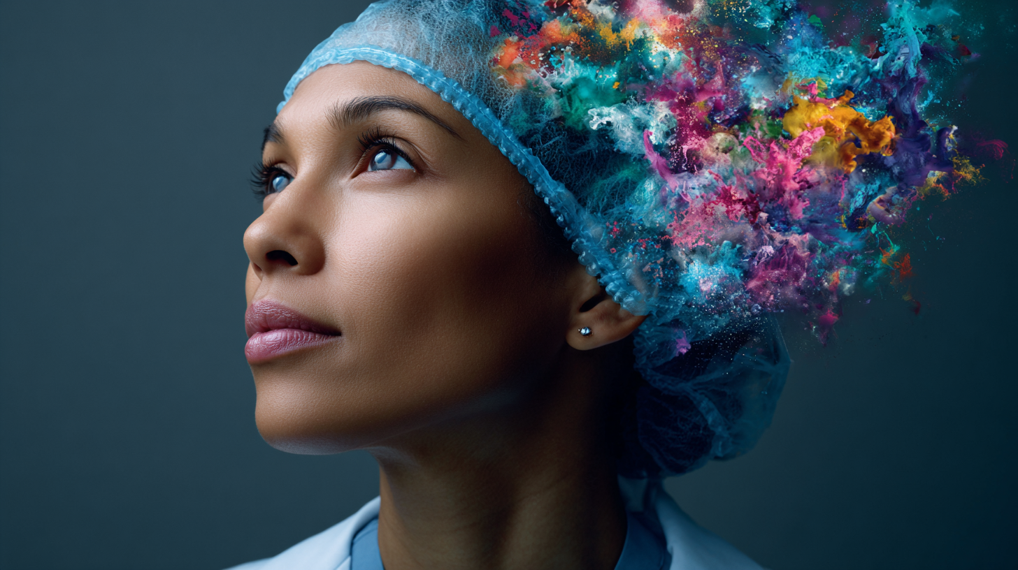 Head with art coming from the brain