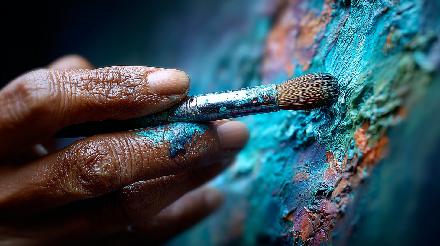 Closeup of hand painting