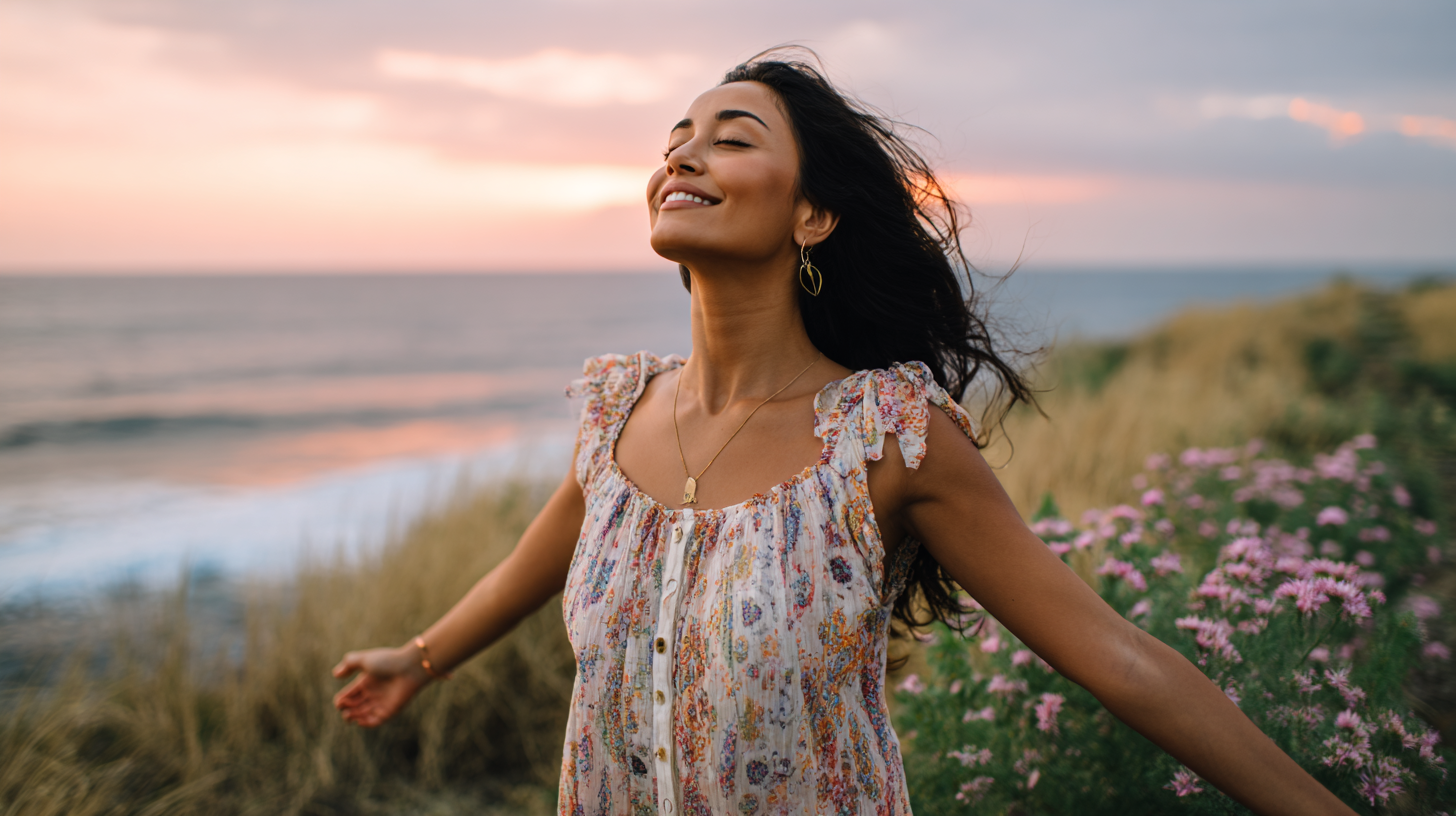 Woman feeling the breeze outside