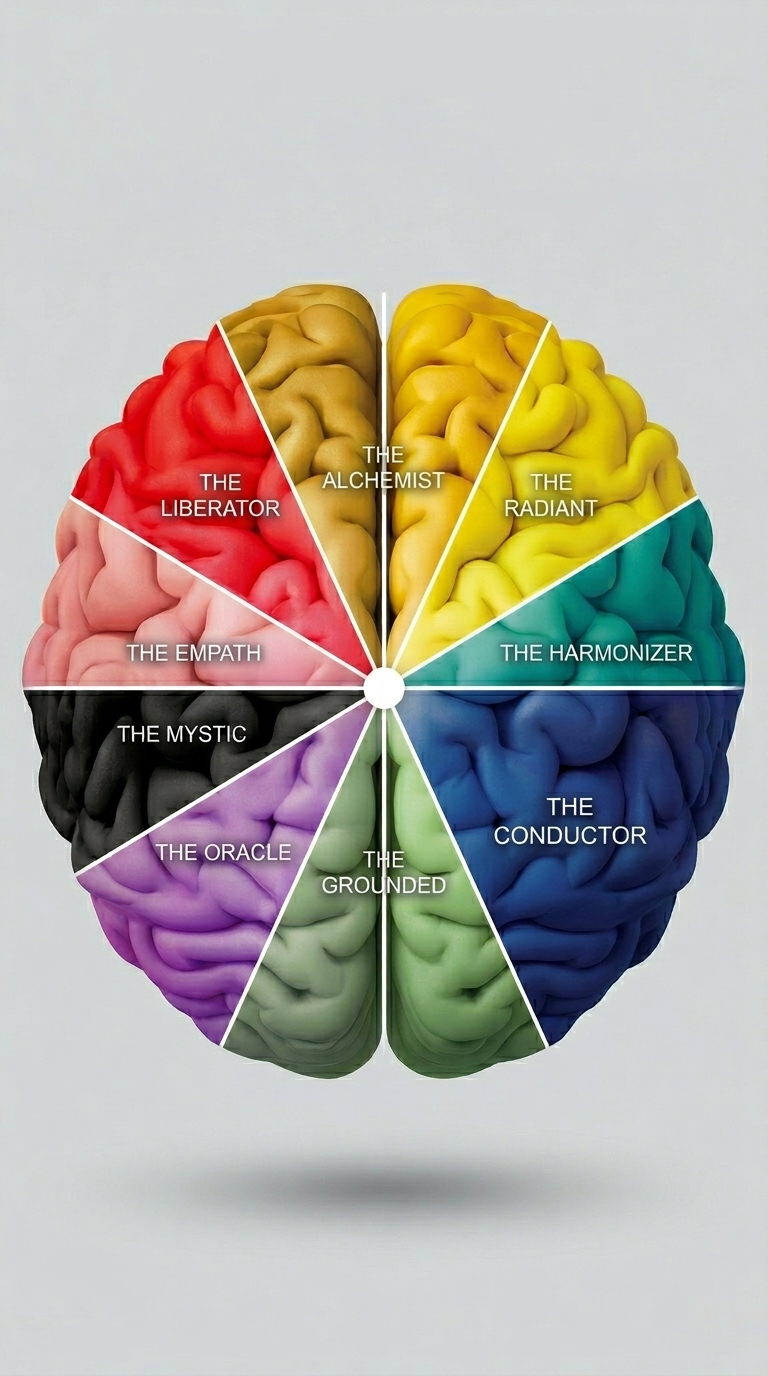 Color archetype brain illustration mapping