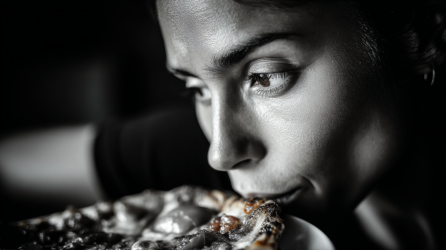 Neurodivergent woman looking at food