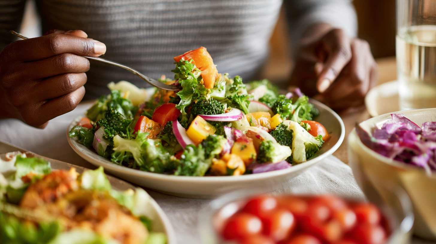 woman with plate of food about to eat