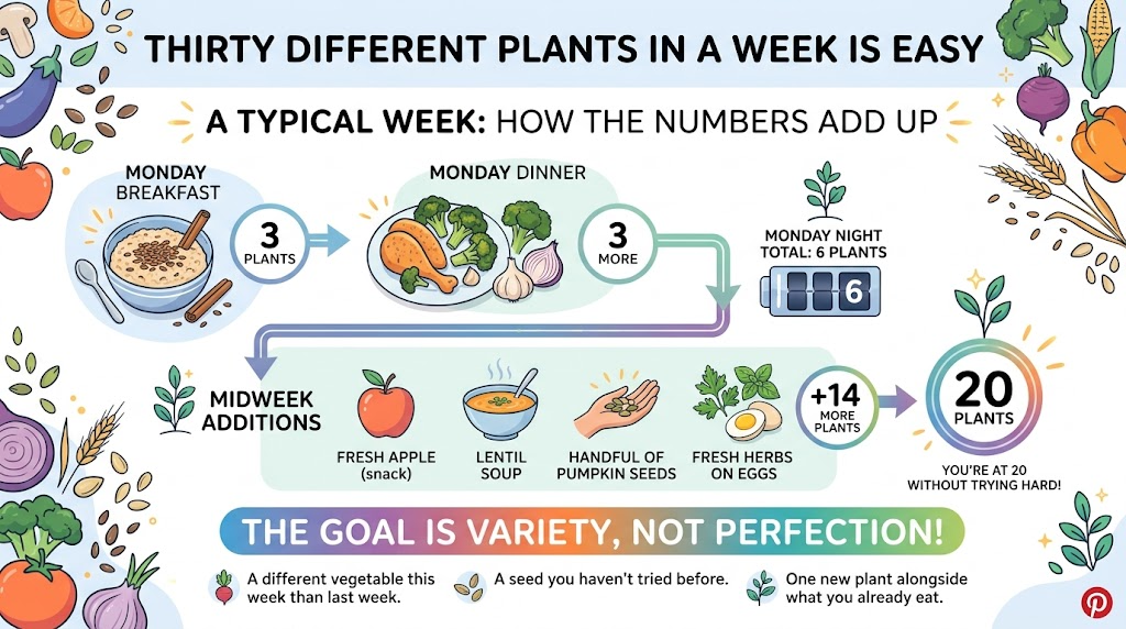Infographic for ways to get more plants in the diet