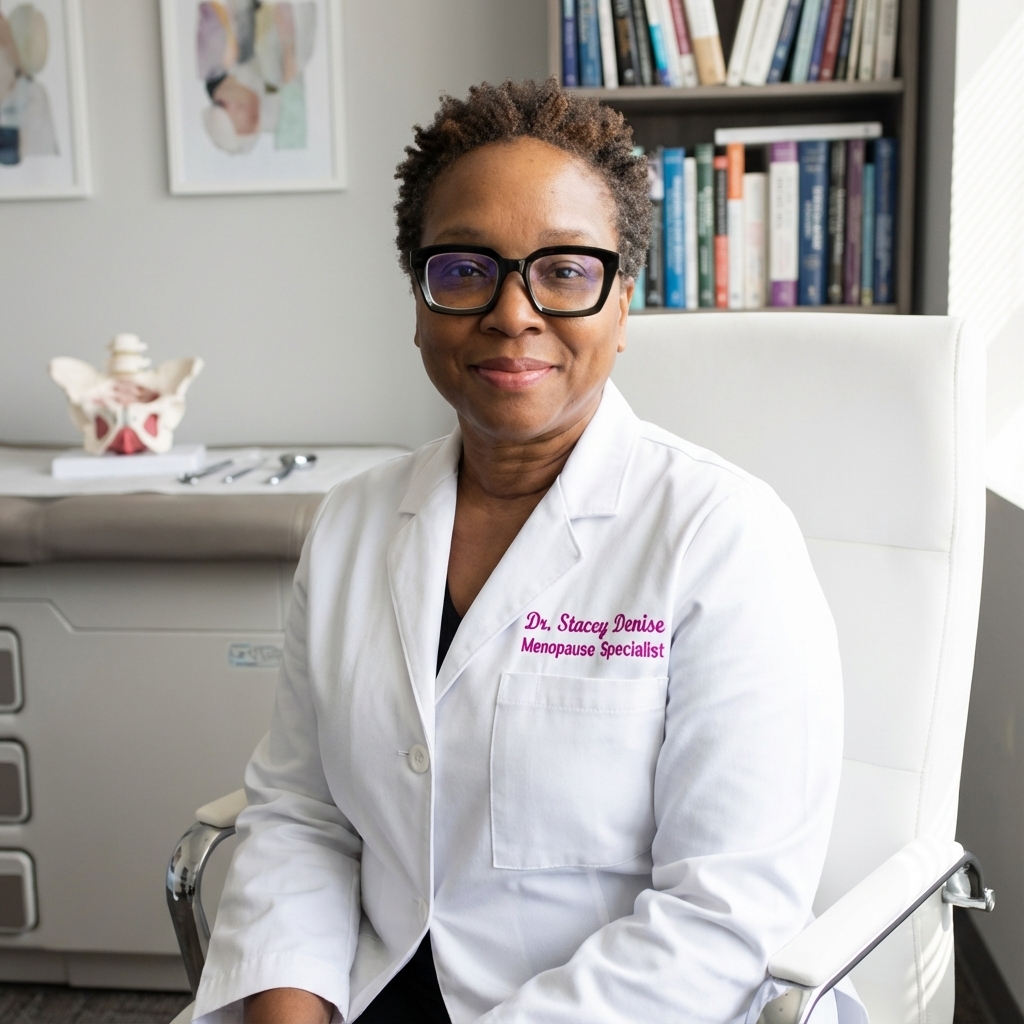 Dr. Stacey Denise sitting in the medical office