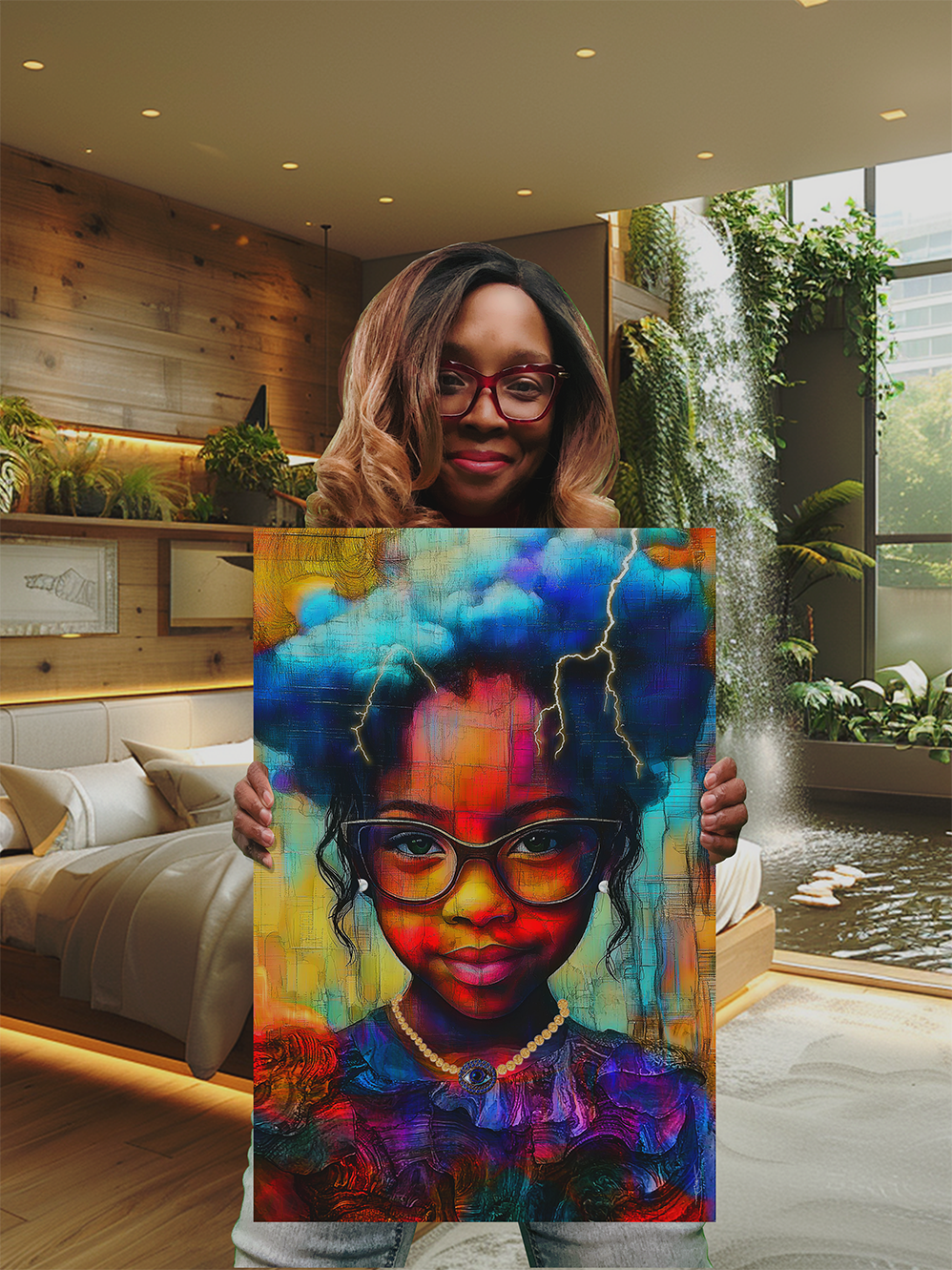 Dr. Stacey Denise holding Quiet Before the Storm artwork