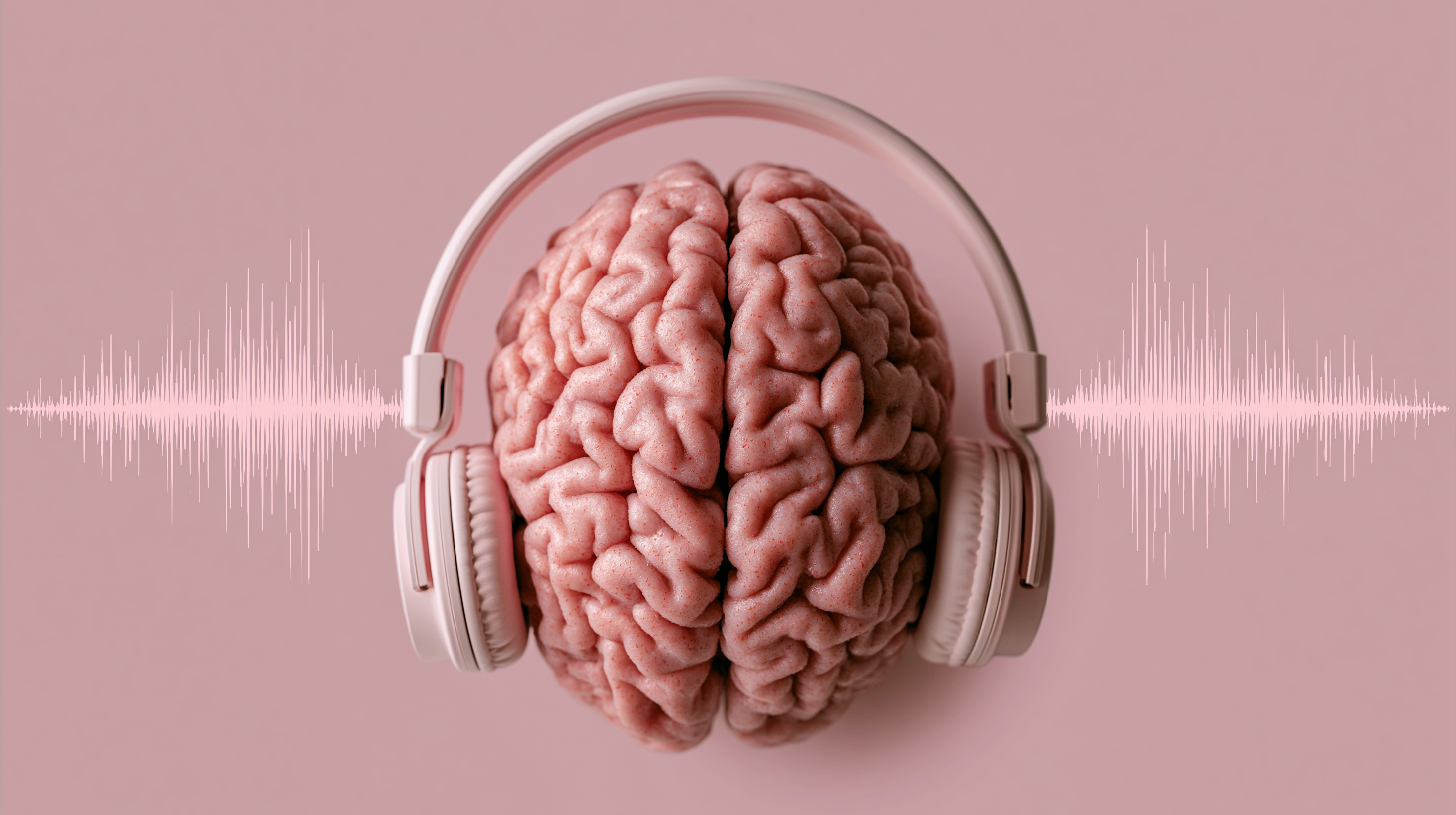 Brain with headphones depicting estrogen signaling noise