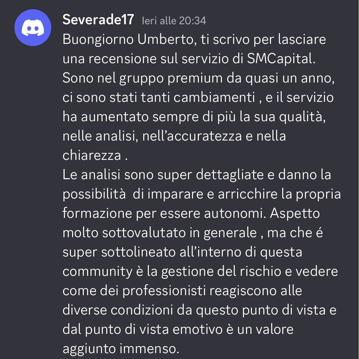 Recensione di un cliente