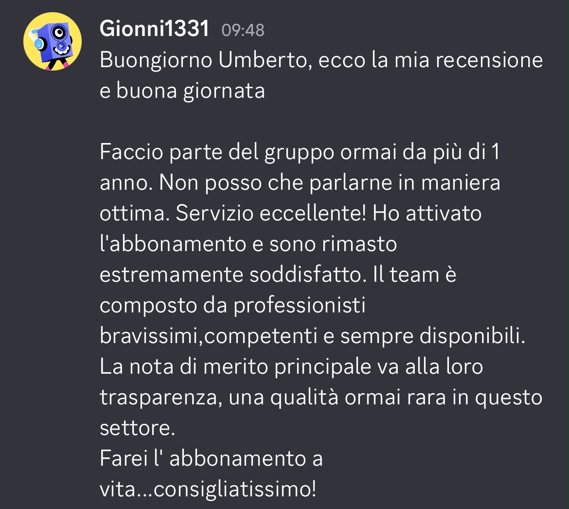 Recensione di un cliente