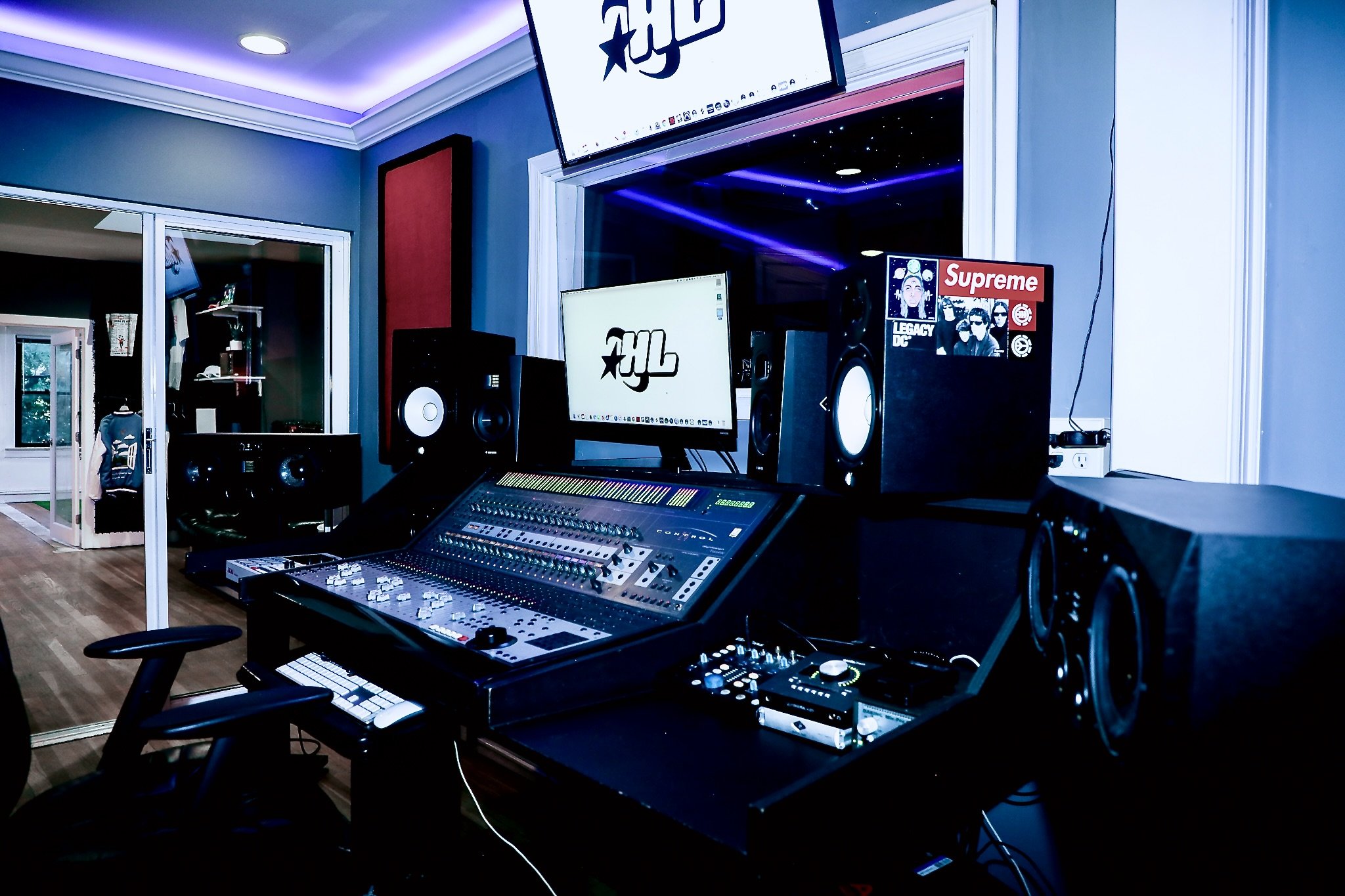 Podcast recording setup at HighLife Studios