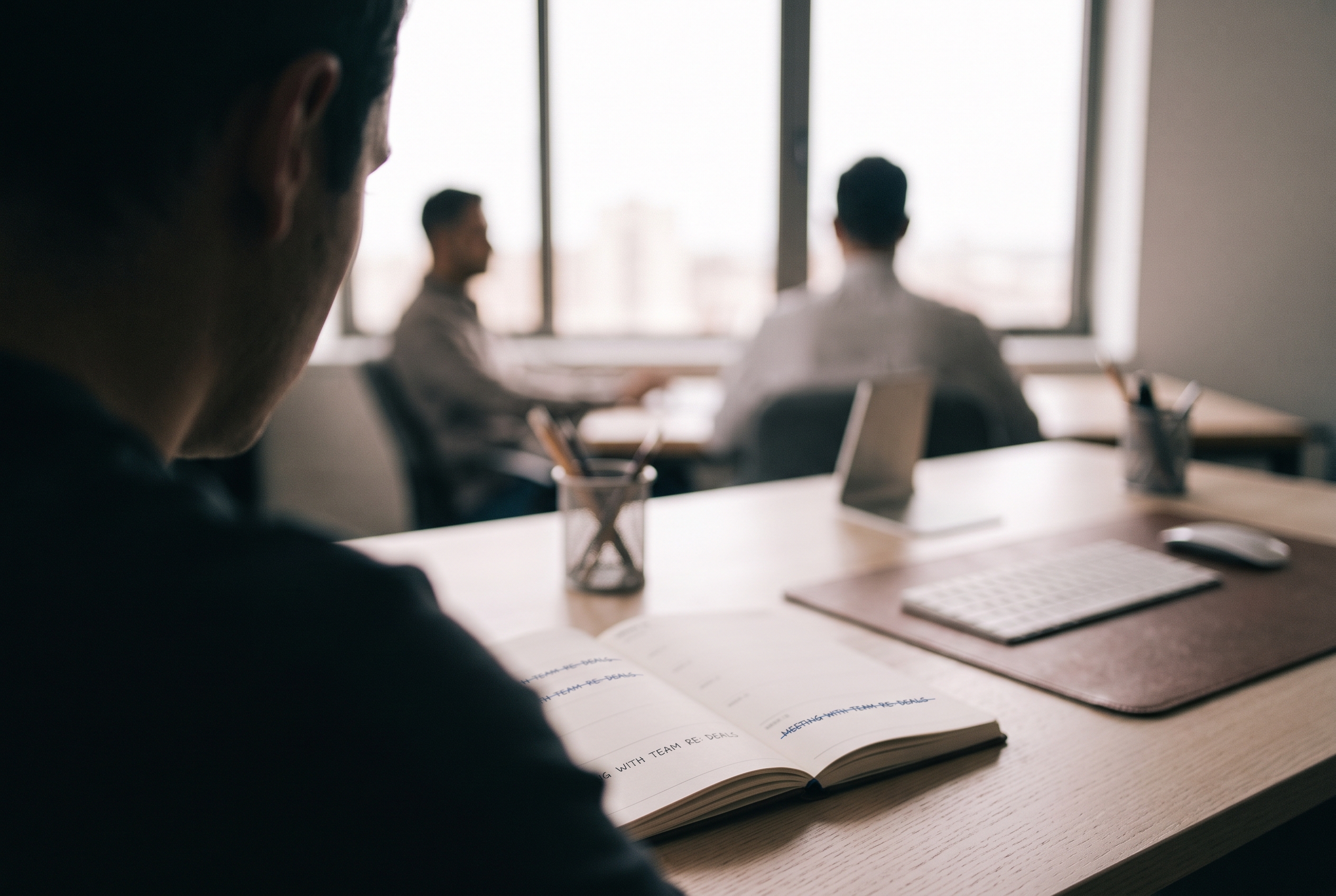 Two colleagues at a desk, one turned away, showing the moment a question gets an impatient response Two colleagues at a desk, one turned away, showing the moment a question gets an impatient response