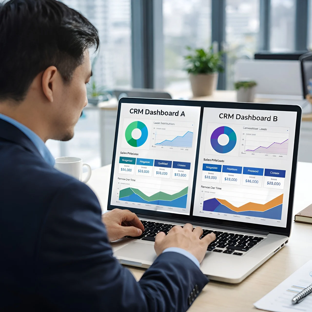 Analytics dashboard on a computer screen showing website traffic and click data