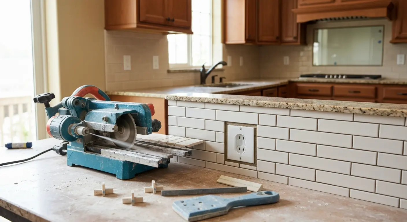 Kitchen backsplash layout and cutting