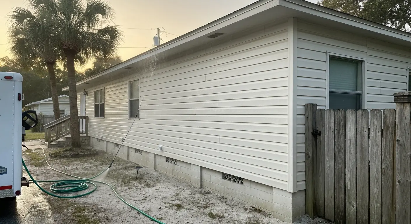 Soft washing house exterior