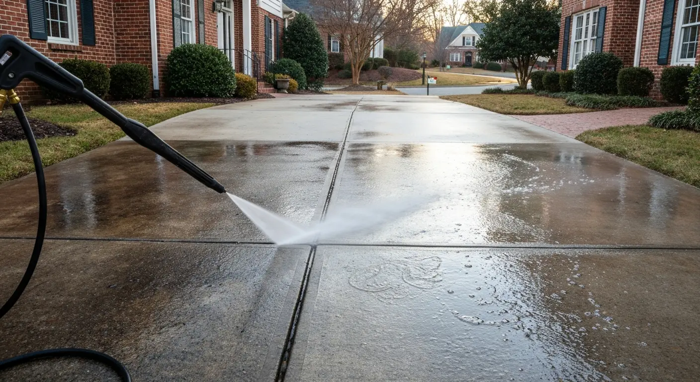 Concrete driveway cleaning service