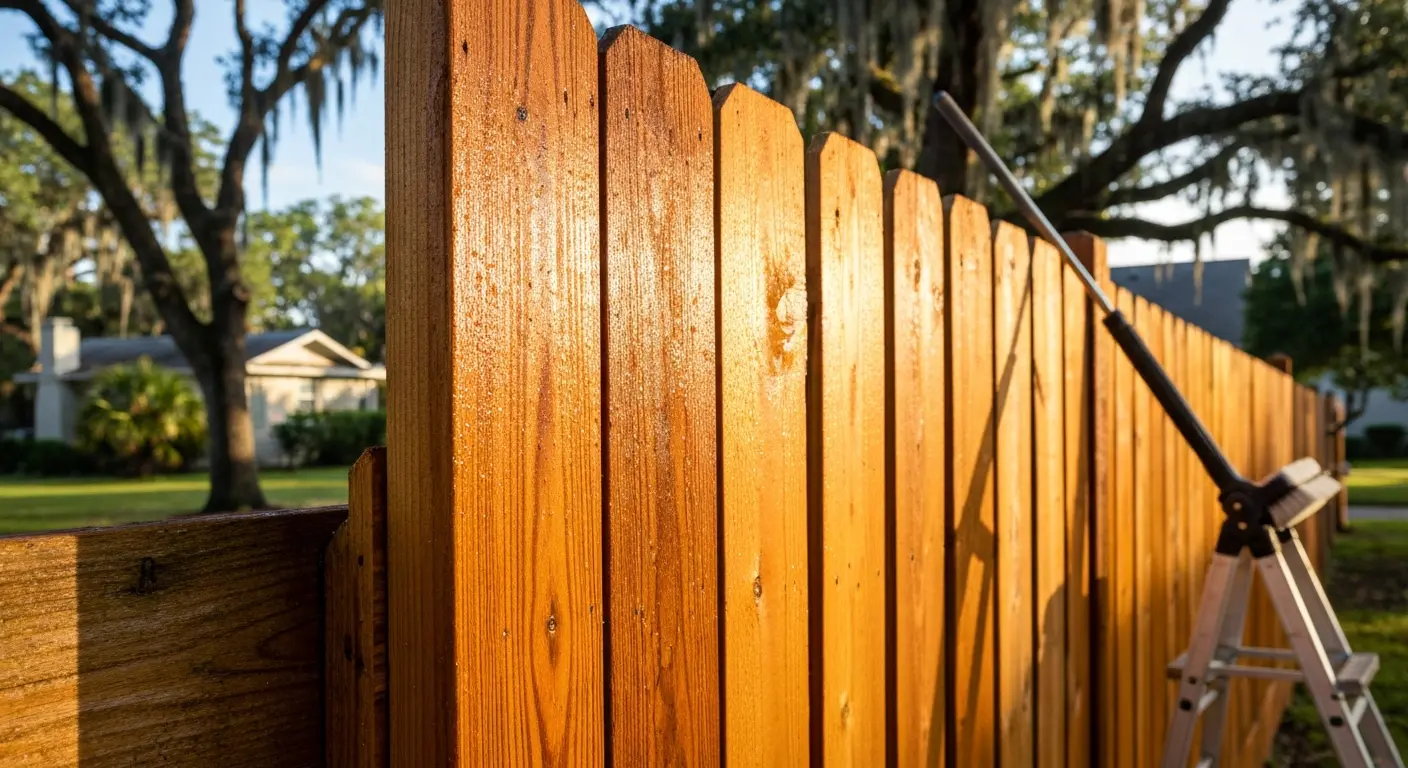 Wood fence cleaning in Jacksonville