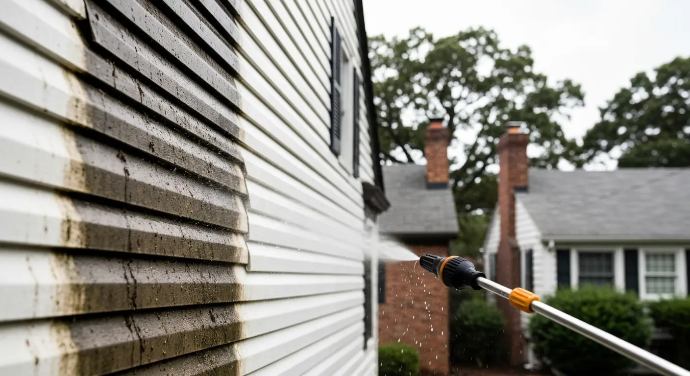 Soft washing house siding