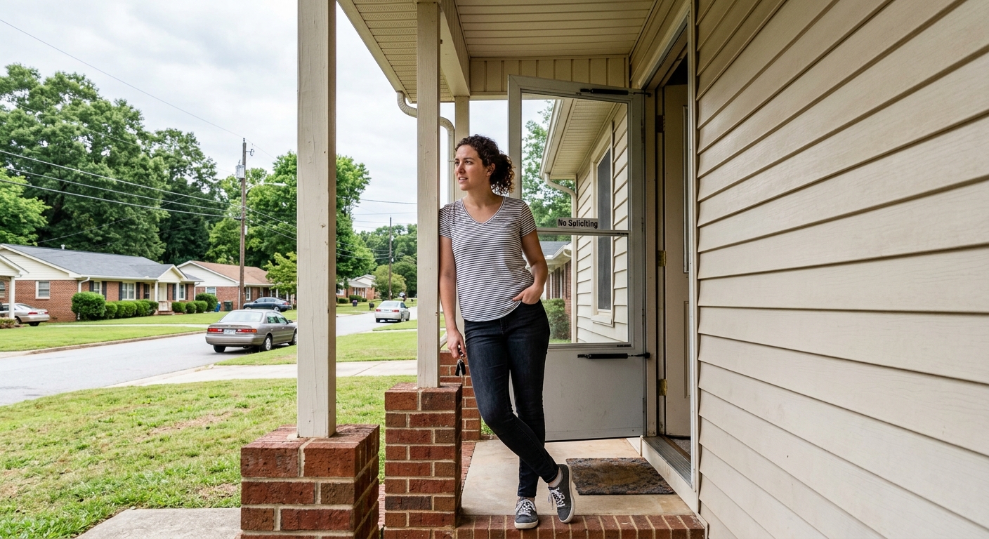 person checking surroundings during emergency lockout in West Georgia