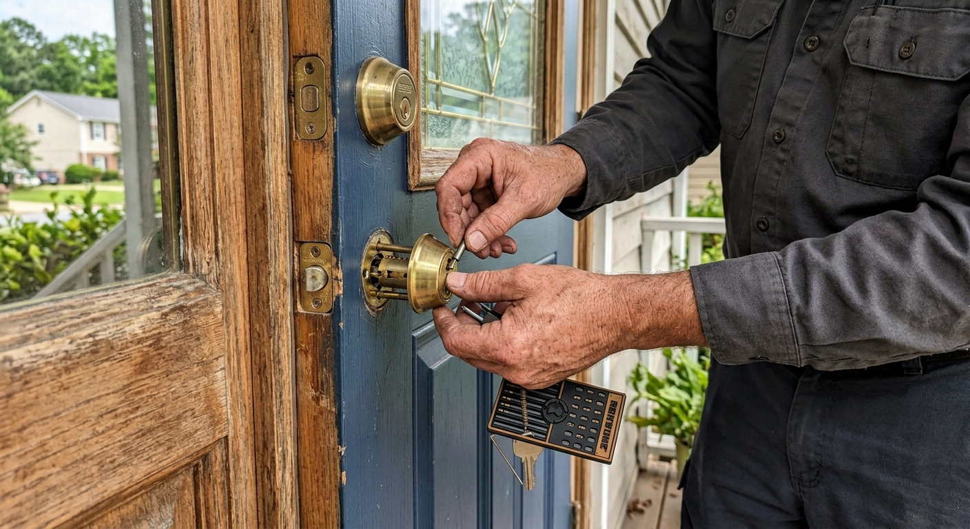 locksmith rekeying residential door lock in Douglasville Georgia