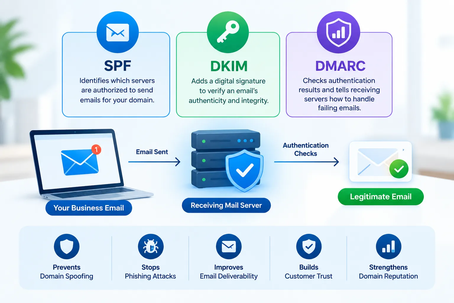 How SPF DKIM and DMARC protect business emails