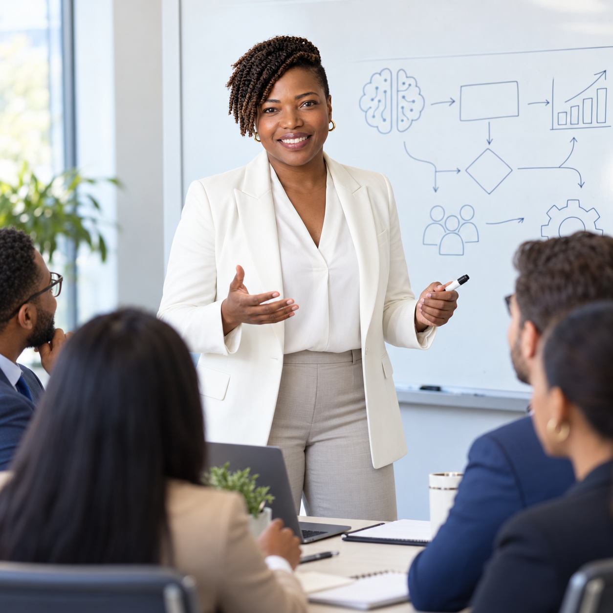 Nicole McCain teaching business leaders during an AI training session