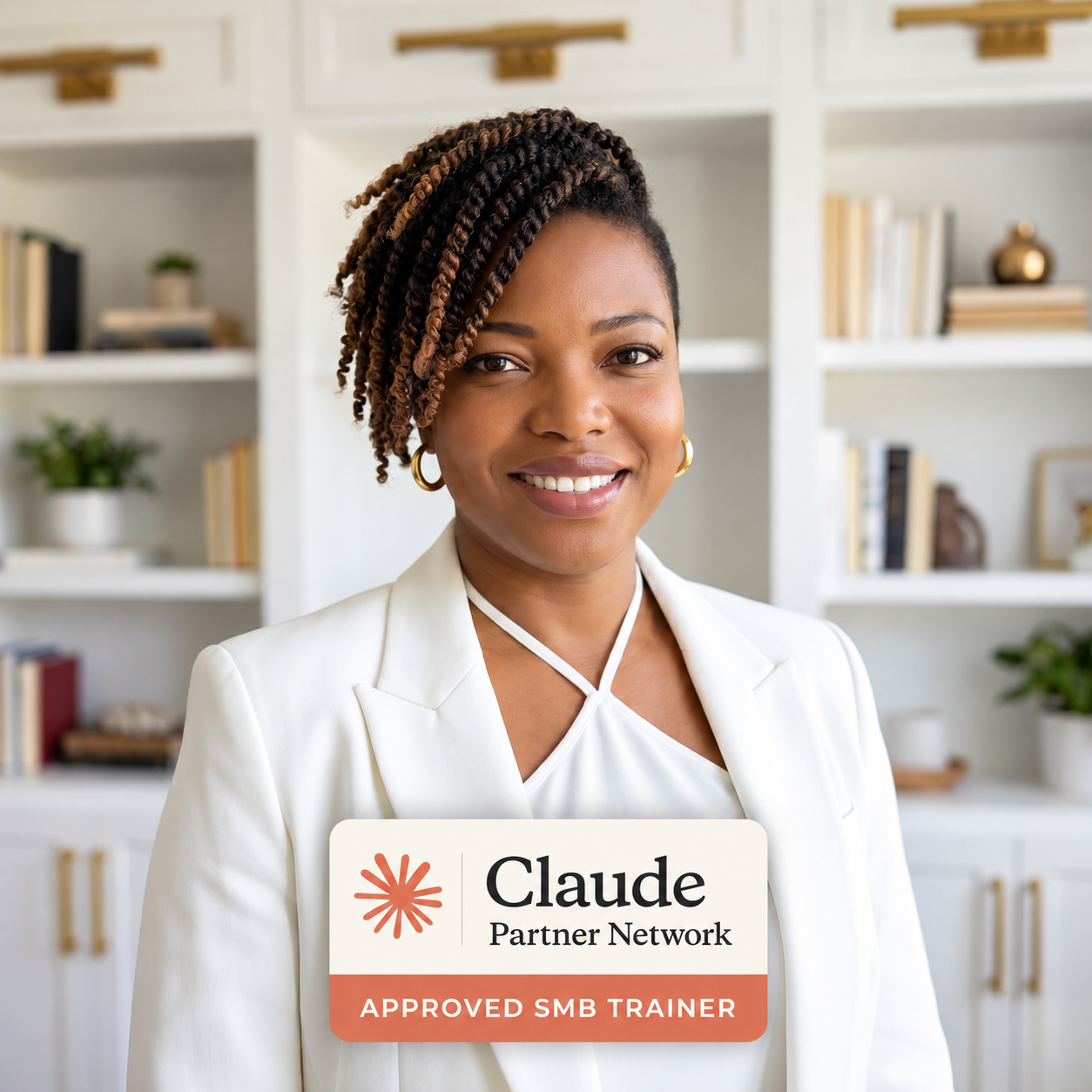 Nicole McCain with her Claude Partner Network Approved SMB Trainer badge