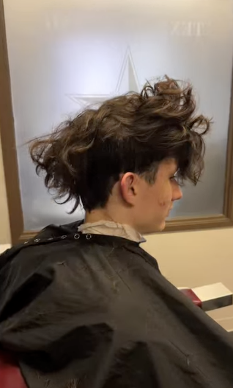 Before haircut at Pop's Barbershop