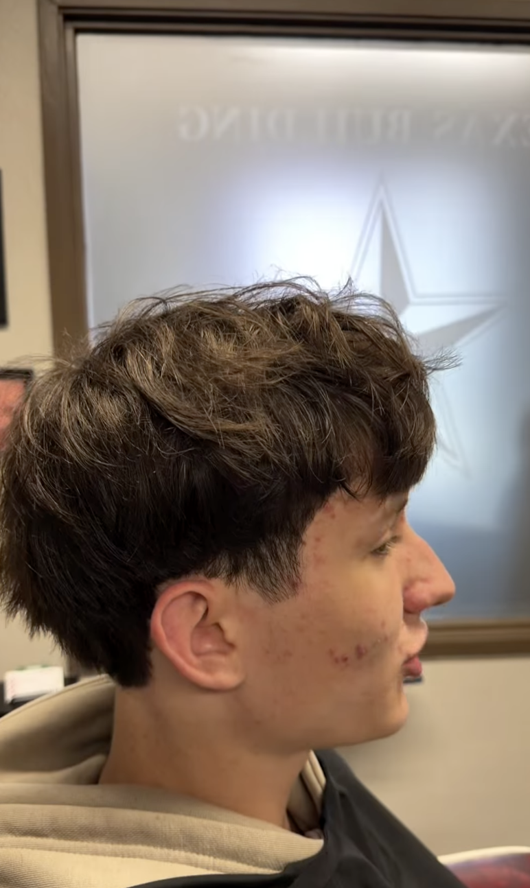 After haircut at Pop's Barbershop