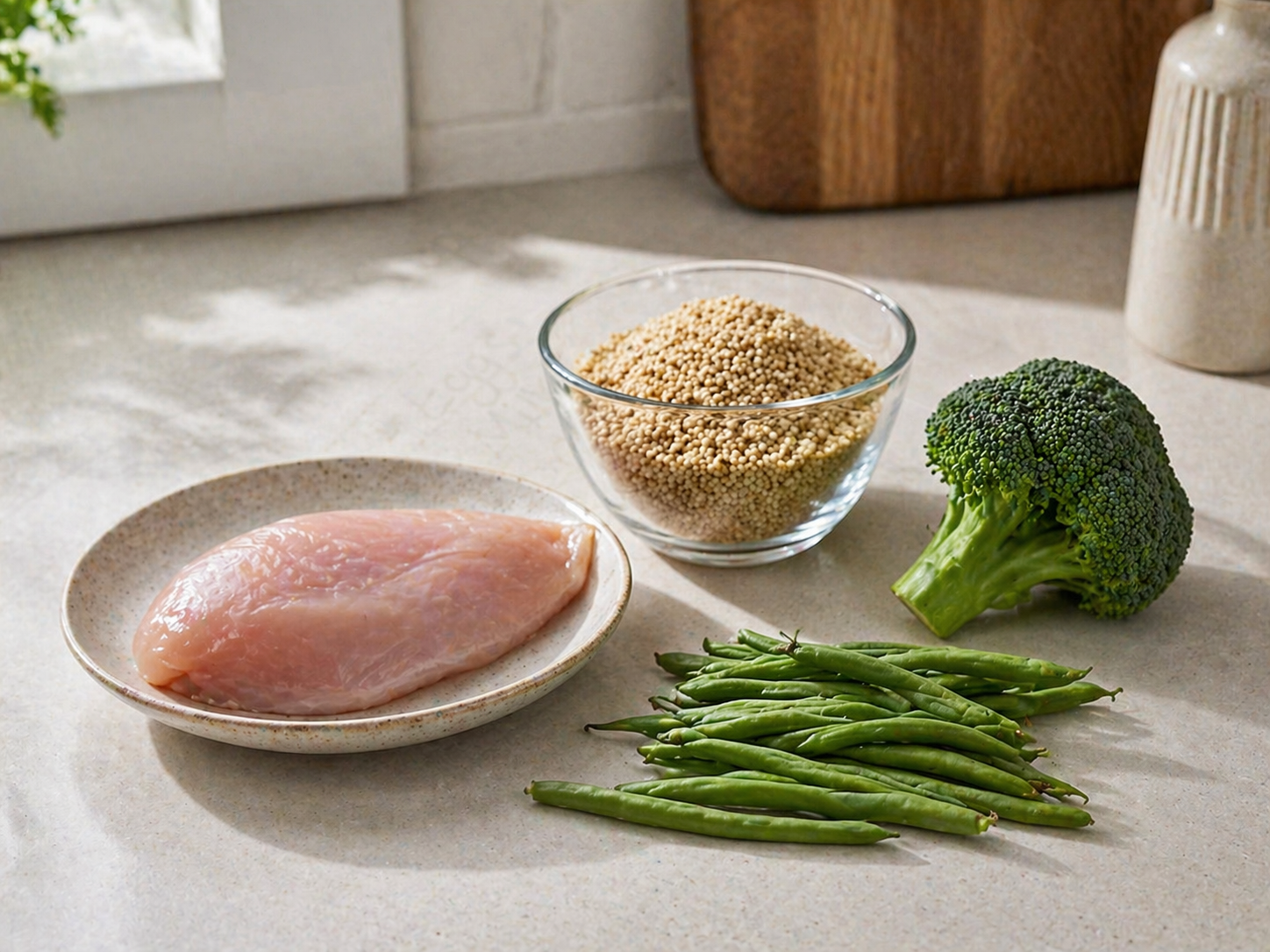 Fresh ingredients on kitchen counter