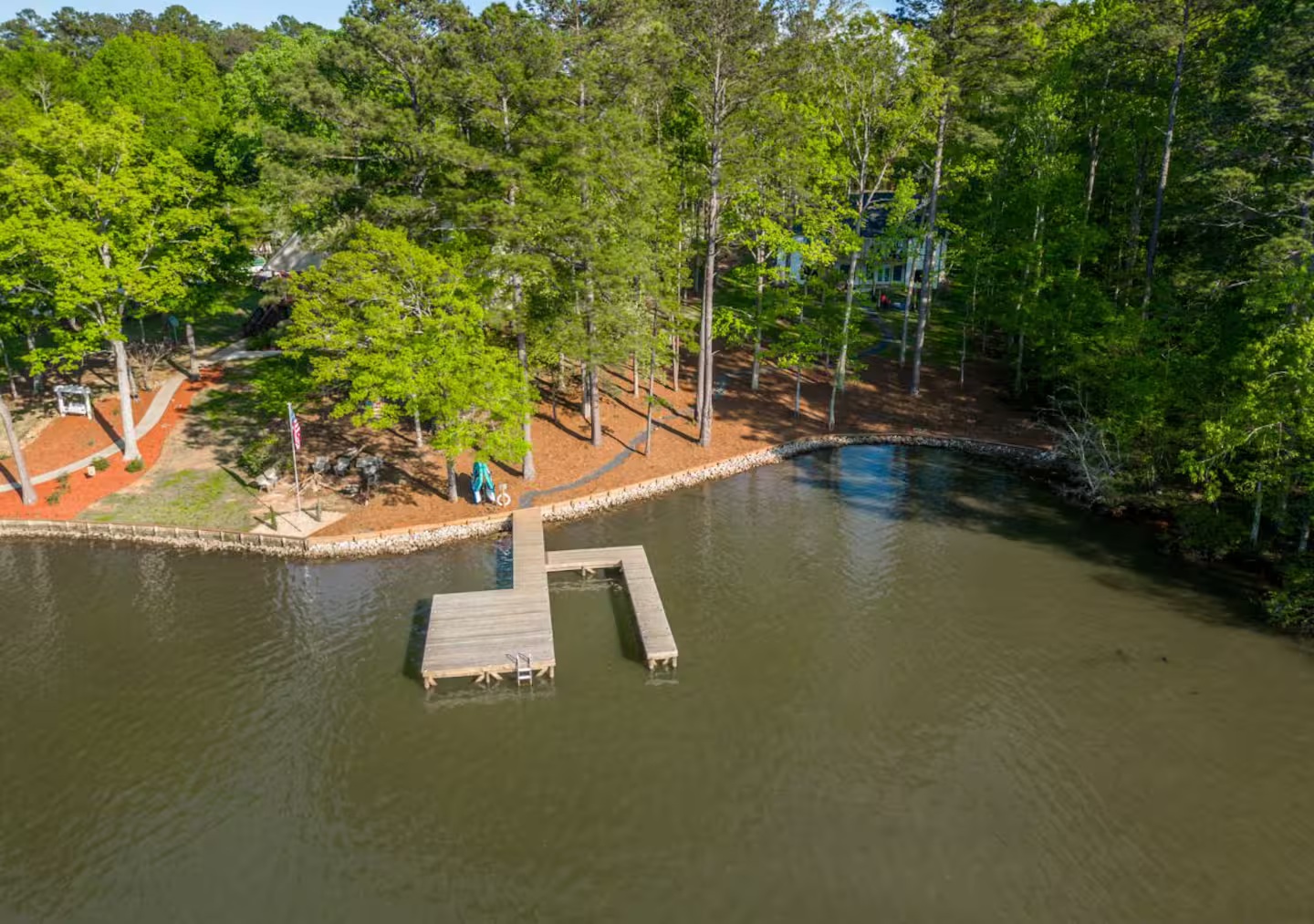 Aerial View of Private Dock & Shoreline