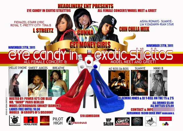 Eye Candy in Exotic Stilettos archival flyer, an all-female concert presented by Headlinerz Ent, November 27, 2011