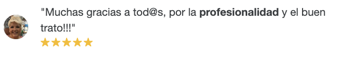 Reseña de un paciente en Google
