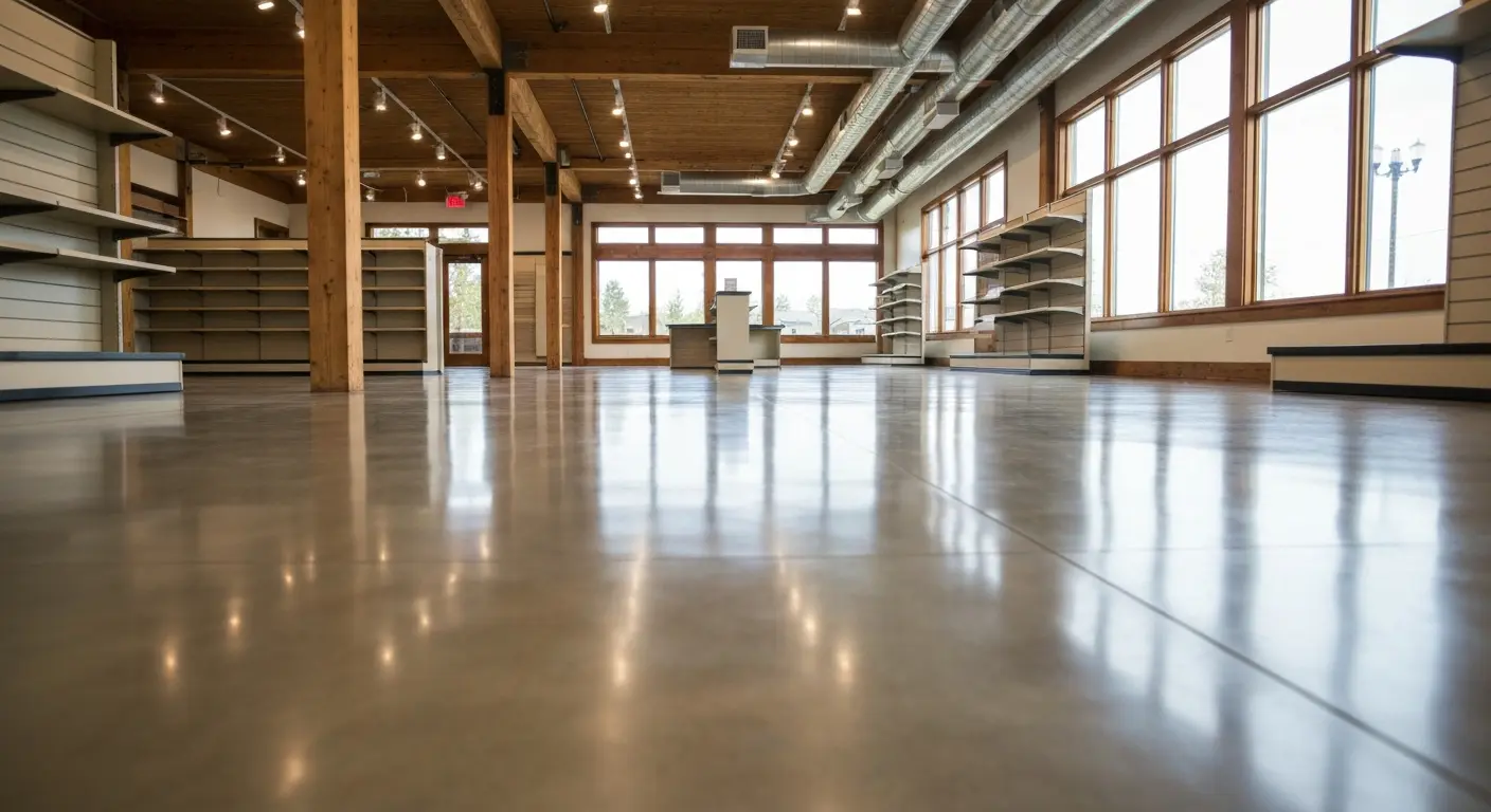 Polished concrete retail showroom