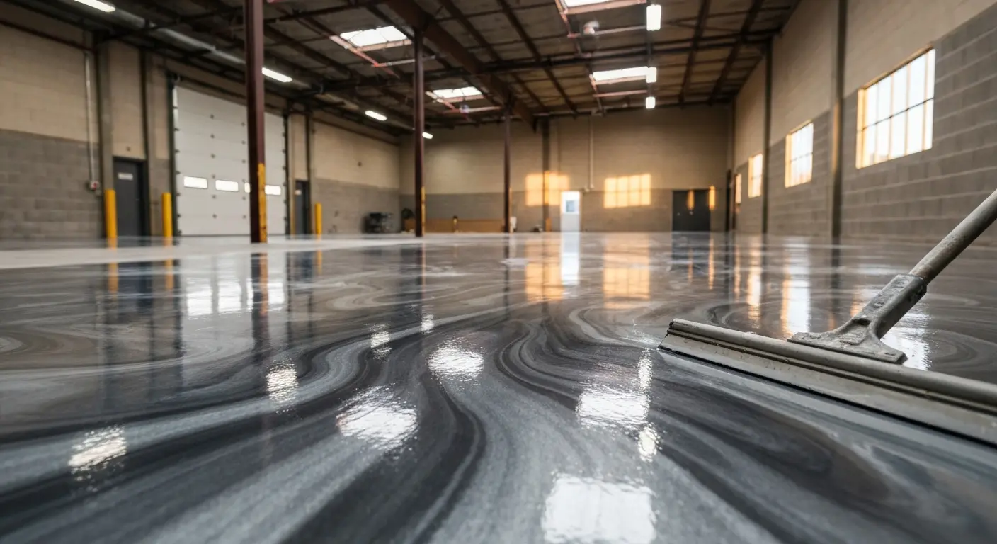 Metallic epoxy warehouse floor
